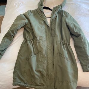 Sherpa fluff lined green coat/parka